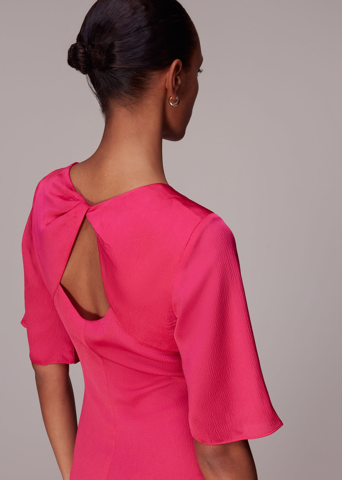 Pink satin cut out dress top